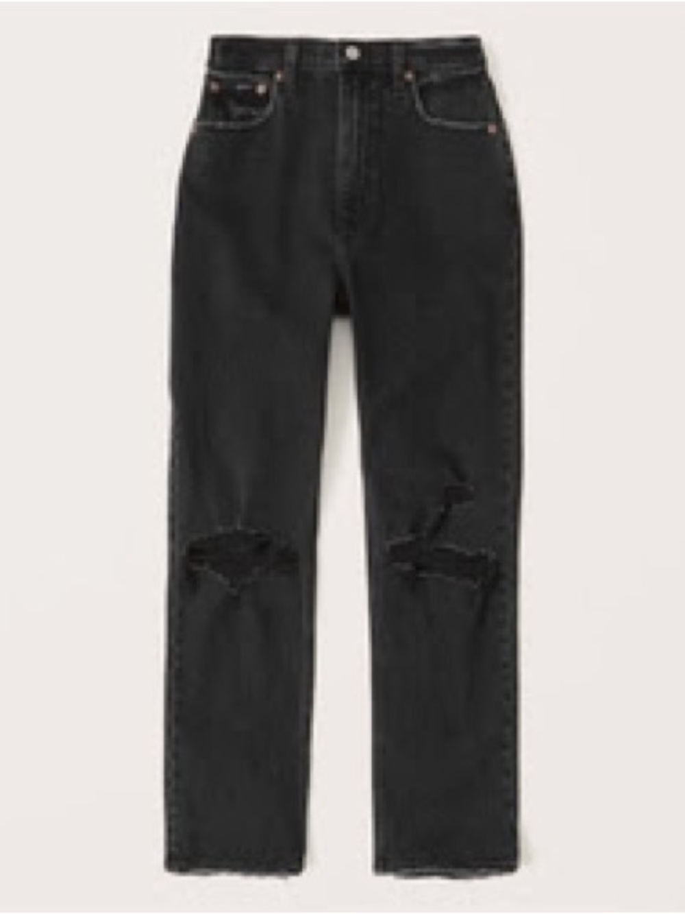 NWT Curve Love Abercrombie & Fitch Black Distressed High-Rise Ankle StraightJean